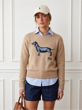Lauren Ralph Lauren Dachshund Knit Sweater – 100% Cotton Statement Piece